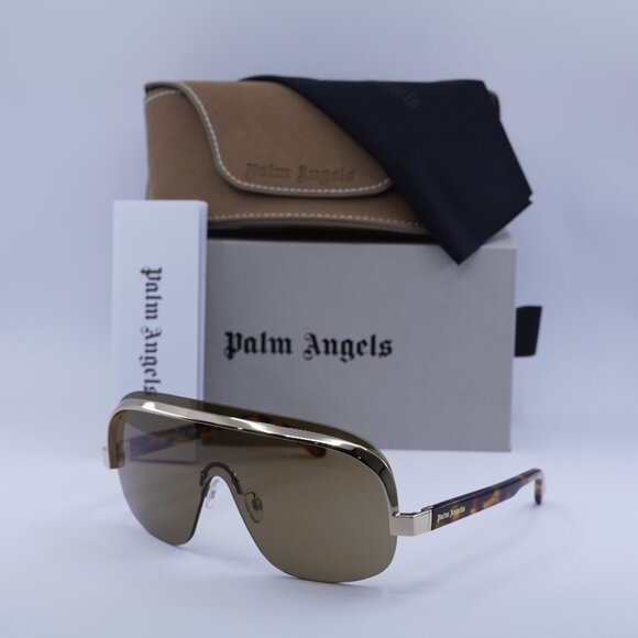 Palm Angels PERI10I KING 6064 Shield Sunglasses - Havana Gold /Brown - Picture 1 of 10